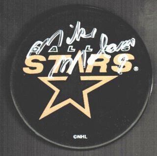 Mike Modano Autographed Dallas Stars In Glas Co. Official NHL Hockey