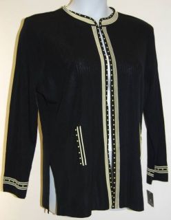 MING WANG Black Knit Jacket with Yellow Trim 0X NWT Plus Size FREE