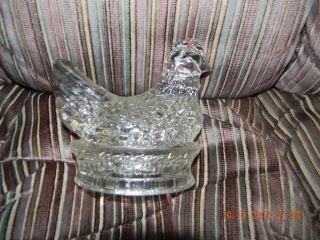  Nesting Glass Chicken c 1940s by J H Millstein Co Jeannette PA Rare