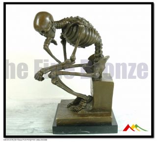 Milo Bronze Statue Skull Skeleton Thinker Sculpture