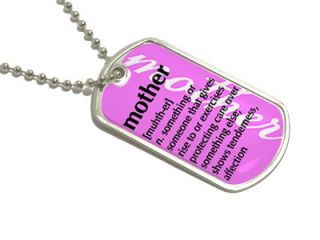 Mother Definition Pink Military Dog Tag Keychain
