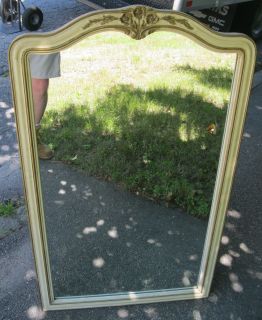 Vintage Flower Carved Henredon Furn Co Painted Country French Mirror