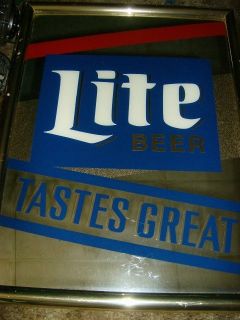 Miller Lite Beer Bar Mirror Sign 1991