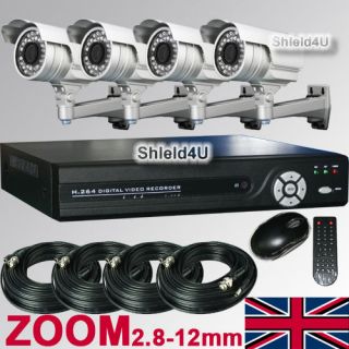 SONY CCD 1/3 IR ZOOM CCTV CAMERA+4 CHANNEL DIGITAL VIDEO RECORDER DVR
