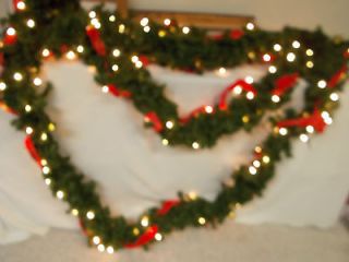evergreen christmas garland with lights and bow 22 feet long