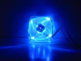 BLUE QUAD LED NEON CLEAR MOD 80MM PC COMPUTER COOLING CASE Fan LOGISYS