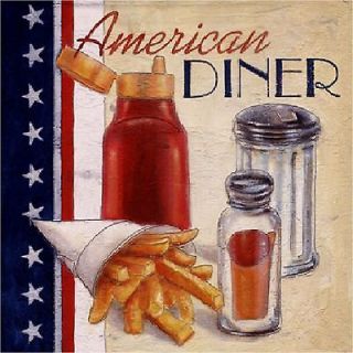 Set of 8 Coasters   American 50s Diner Theme Retro Kitchen Decor