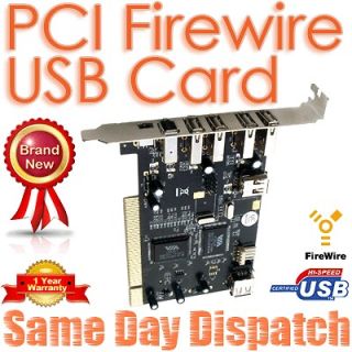 Port USB 2 Firewire Combo PCI Card + 6 to 4Pin Cable