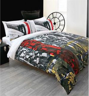 NEW YORK City Scape Black/Yellow/Red QUEEN Quilt/Doona Cover Set 225TC