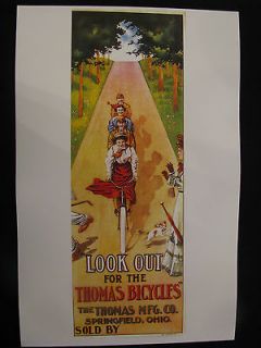 1890s THOMAS BICYCLE DEALER SIGN SHOWS VICTORIAN LADIES ~ SPRINGFIELD