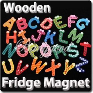 26 A Z Letters Alphabet Wooden Fridge Magnet Baby Kids Educational