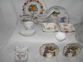 Lot 12 Vintage Porcelain Smalls Vase Dishes Cups Box Creamer