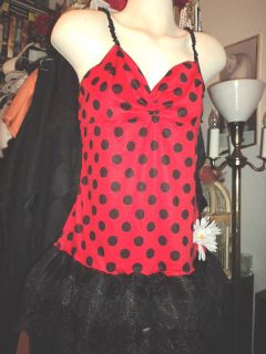Sexy Lady Bug Daisy Mae Dress Halloween Costume Red Black LACE