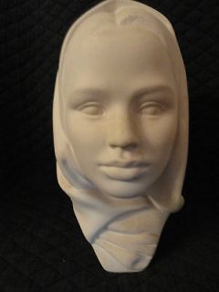 Shrouded, bust of young girl, ceramic 9 tall, plaster or ceramic