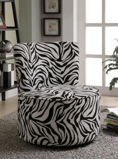 Zebra Print Contemporary Accent Swivel Chair