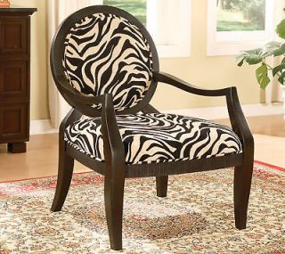 Accent Chair with Zebra Print, Black Finish