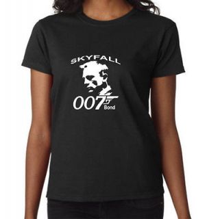James Bond 007 skyfall movie action black cool T shirt women S, M, L