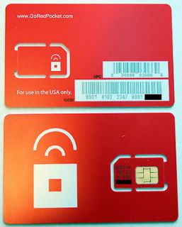 Prepaid Red Pocket Mobile Sim Card AT&T Go phone GSM network redpocket