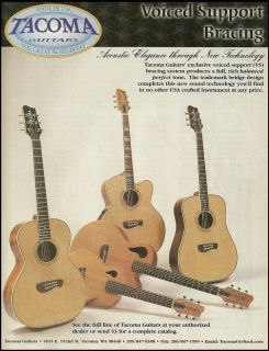 TACOMA VOICED SUPPORT USA ACOUSTIC GUITARS AD 8X11 FRAMEABLE