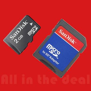 Sandisk 2GB Micro SD TF Memory Card w/ Adapter & Case
