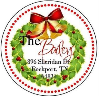 CHRISTMAS HOLIDAY WREATH #306 ~ LASER ROUND ADDRESS LABELS