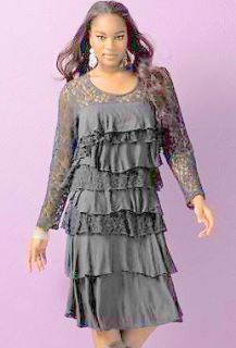 Very Flattering Tiered Illusion Lace Shift Dress Womans Plus Size 5X