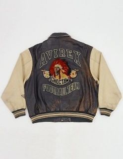 Vintage 90s AVIREX Choctaw Football INDIAN HEAD Leather VARSITY Jacket