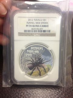 Newly listed 2012 1 Ounce Silver Tuvalu Funnel Web Spider PF70 Ultra