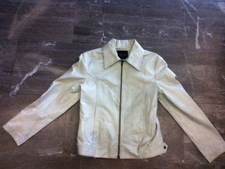Sisley*** *** white leather jacket for women,size S M,well used