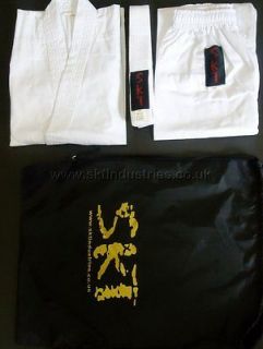 SKT White 8oz Karate Suit Gi Poly Cotton Children Kids Sizes + Free