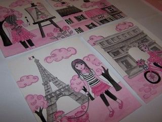 PINK BLACK PARIS FRANCE FRENCH WALL ART DECOR EIFFEL TOWER GIRLS