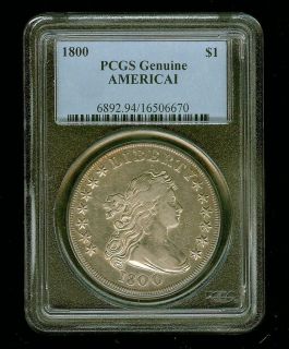 1800 Silver $1 PCGS Genuine XF Americani Draped Bust Dollar