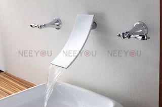 Hot Dual Handles bathtub waterfall Faucet Brass In Wall Cold Hot Basin