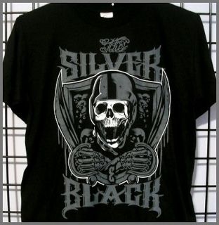 The Silver & Black Nation Oakland LA Raiders Skull Shield Black hole T