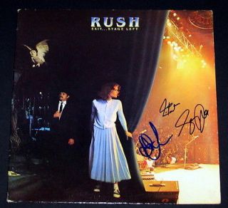 RUSH BAND SIGNED AUTOGRAPHED IN PERSON EXITSTAGE LEFT RECORD ALBUM