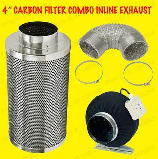 CARBON AIR FILTER COMBO INLINE FAN EXHAUST 4 INCH