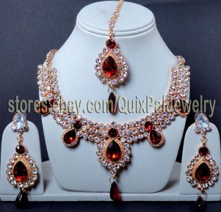 Hand crafted Jewelry Full Attraction Necklace Set Maroon   Necklace
