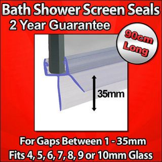 Large Fin Bath Shower Screen Seal For Big Gaps. 4 10mmGlass 35mm Gap