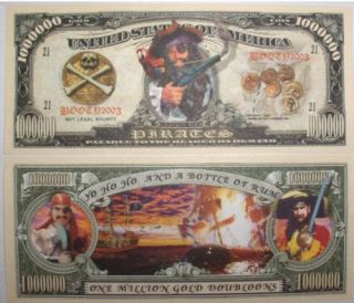 Pirates Gold Doubloons One Million Bill Notes 2 for $1