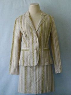 pc CAbi Artsy Striped Seersucker Cotton Blazer Jacket & Skirt Suit