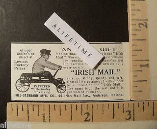 1906 Paper Ad Hill Standard Mfg Co IRISH MAIL Touring Car Patented