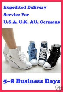 Women Wedge Heels High Top Sneakers Hidden Heels Tennis Shoes Boots