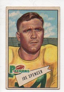 1952 Bowman Small Football #9 Joe Spencer Green Bay Packers