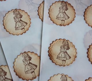 ALICE IN WONDERLAND Vin tage Style Stickers Envel ope Seals Set of 12
