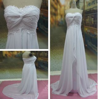 Strapless Floor Length Chiffon Beach casual Bridal Wedding Gowns