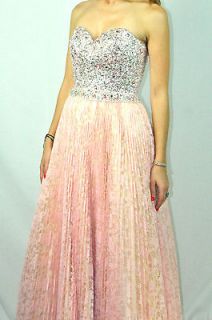 Sherri Hill 8505 Blush Exceptionally Elegant Pleated Lace Gown Sz 4 8