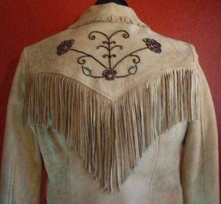 Ralph Lauren Leather Jacket Western Fringe Indian Blanket Beaded Jacke