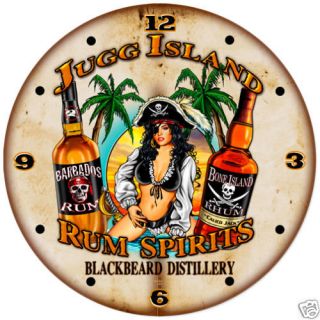Jugg Island Rum Spirits sexy metal clock bar/pub/lounge