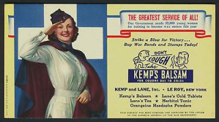 SUPER 1940s WWII Blotter Woman in Uniform Nurses WAC Artist Signed