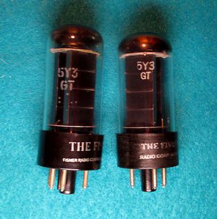 MATCHED PAIR FISHER AMPLIFIER TUBES TYPE 5Y3GT BLACK PLATES VINTAGE
